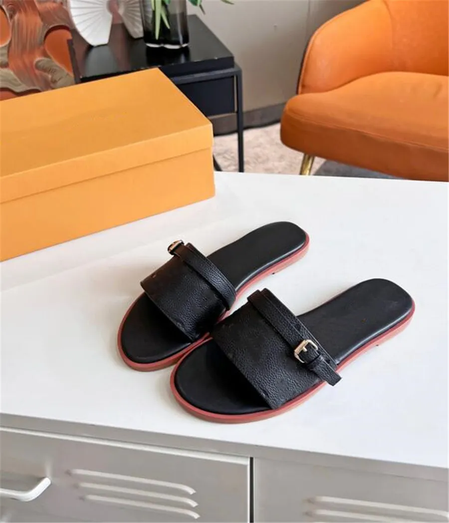 Vrouwen zomer slippers bankschoenen stijlvol comfortabele vrouwelijke platte stereoscopische drukkleding-resistente echt lederen niet-slip veelzijdige sandalen L70515