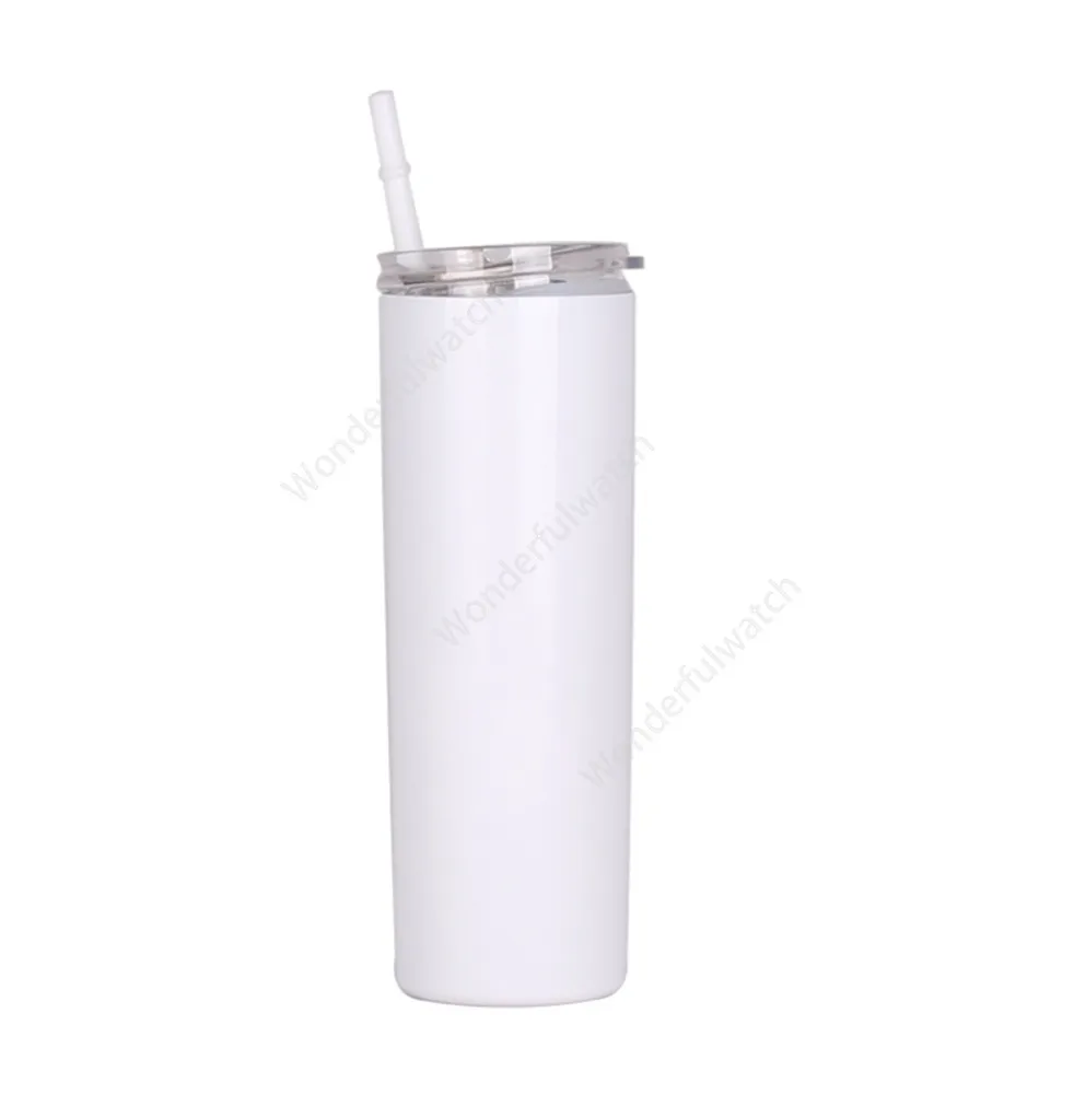 20oz sublimatietumblers rechte spaties wit 304 roestvrij staal vacuüm geïsoleerde Slim Diy Cup Car Coffee Mugs Sea Shipping 200pcs DAW471