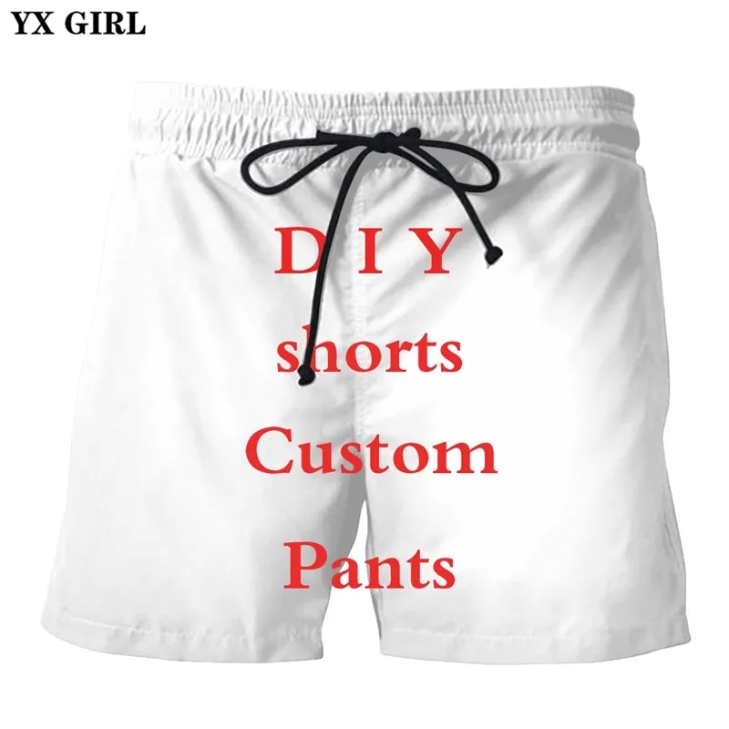 YX GIRL impression 3D bricolage conception personnalisée hommes femmes shorts d'été Hip Hop décontracté grossistes fournisseurs pour Drop Shipper 220707