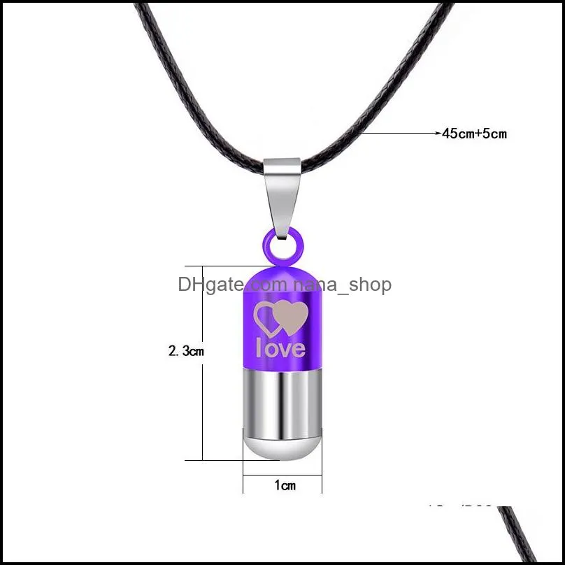 Stainless steel Urn cremation ashes necklace For Women Men family Heart Save Love open Locket Leather chain Couple Fashion Jewelry