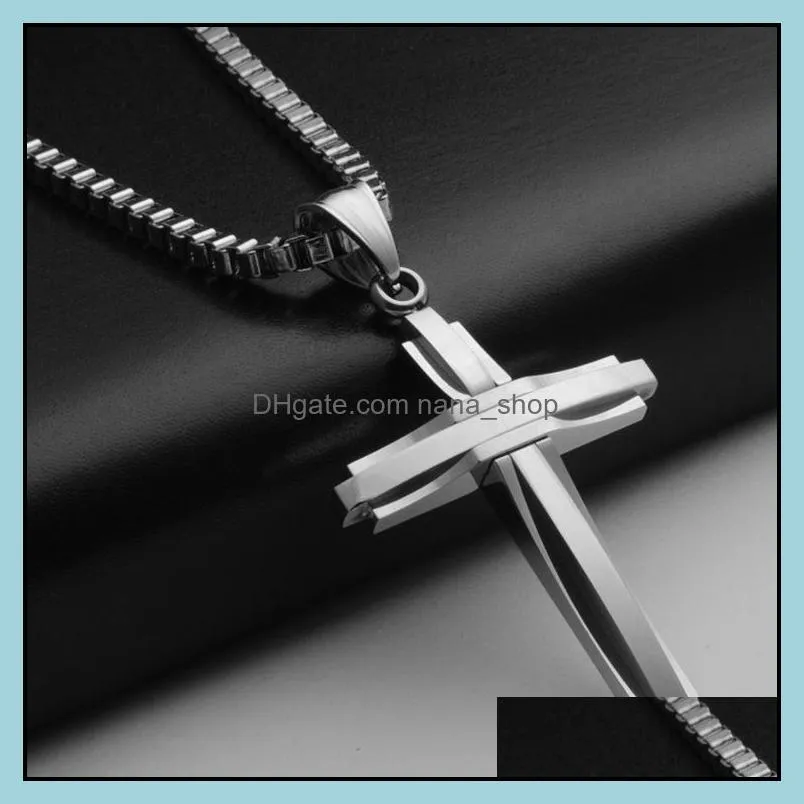 Stainless Steel Chain Necklace For Men Female US Religious Cross Necklace Long Choker Homme Hip Hop Jewelry Accessories