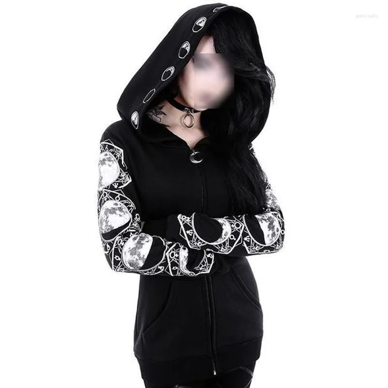 Kadın Hoodies Sweatshirts Kadın Gotik R Moon Faz Hoodie Sweatshirt Sihir Sihirbazı Cosplay Ceket Ceket Damla Gemi Punk Kadın Karanlık