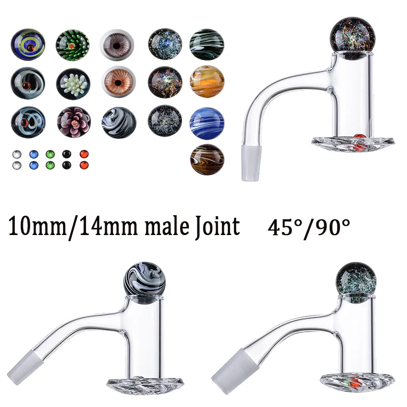 10mm 14 mm Male Join Quartz Banger Smoking Accessories Beveled Edge Blender Spin Banger Nails With Ruby Pearls Seamless Fully Weld Bangers