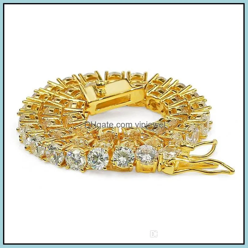 Hip Hop Bracelets Luxury Bling 4mm Zircon Bracelets Trendy Fashion Men Women Rhodium 18K Gold Plated Tennis Bracelets Jewelry