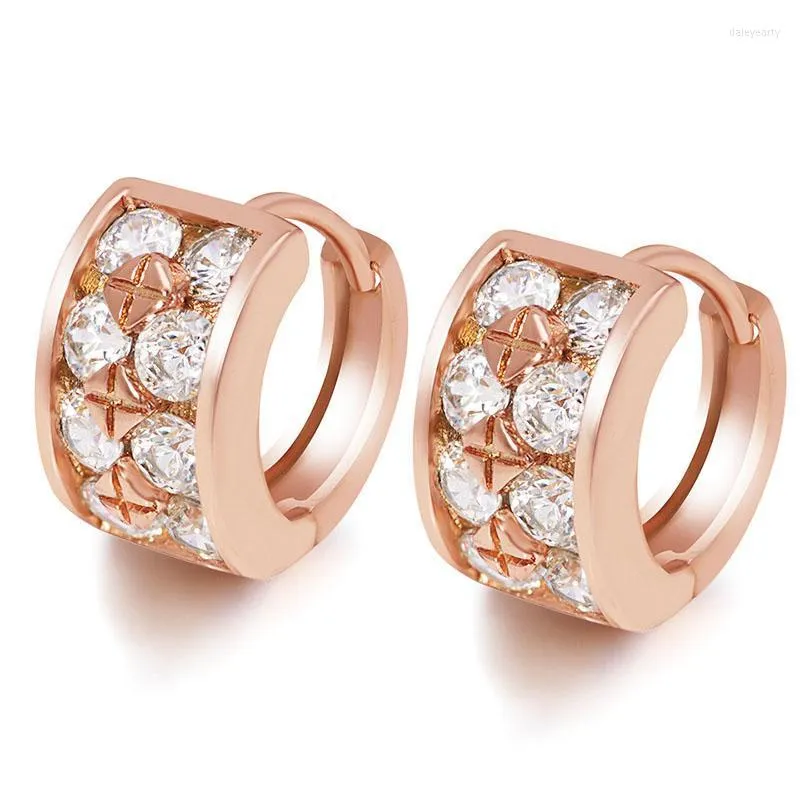 Hoop Huggie Prix de gros Zircon Boucles d'oreilles pour femmes Bijoux de mode Rose 585 plaqué or Nick et plomb FreeHoop HuggieHoop Dale22