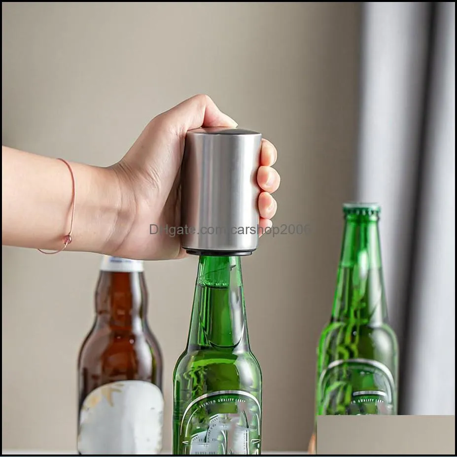 automatic beer bottle opener magnet beer opener stainless steel push down opener wine-beer soda cap opener- kitchen accessories