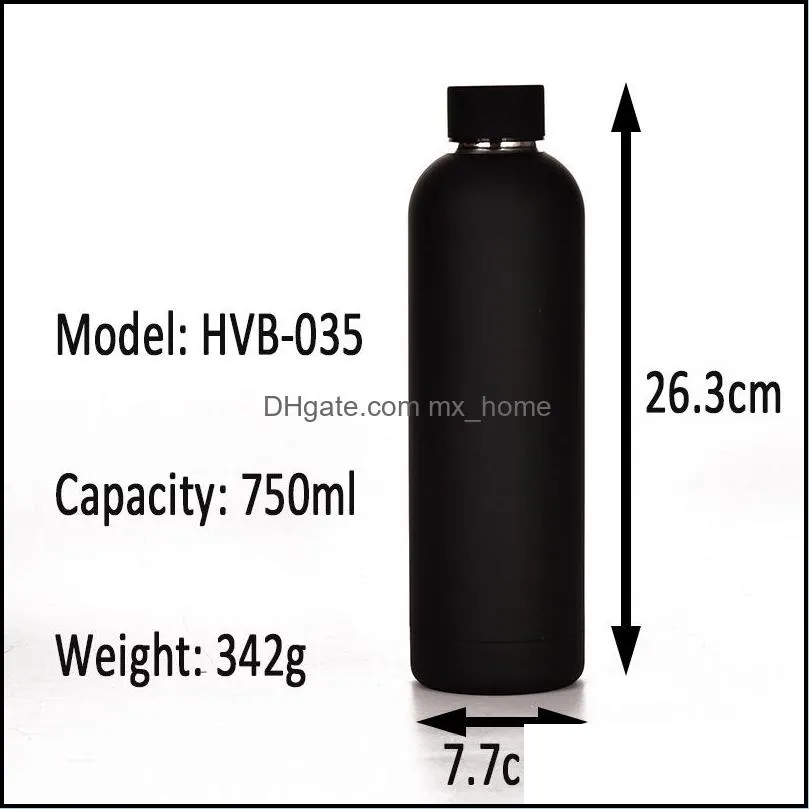 tumblers double-layer 304 stainless steel thermos water bottle 750ml large-capacity outdoor sports frosted water bottles