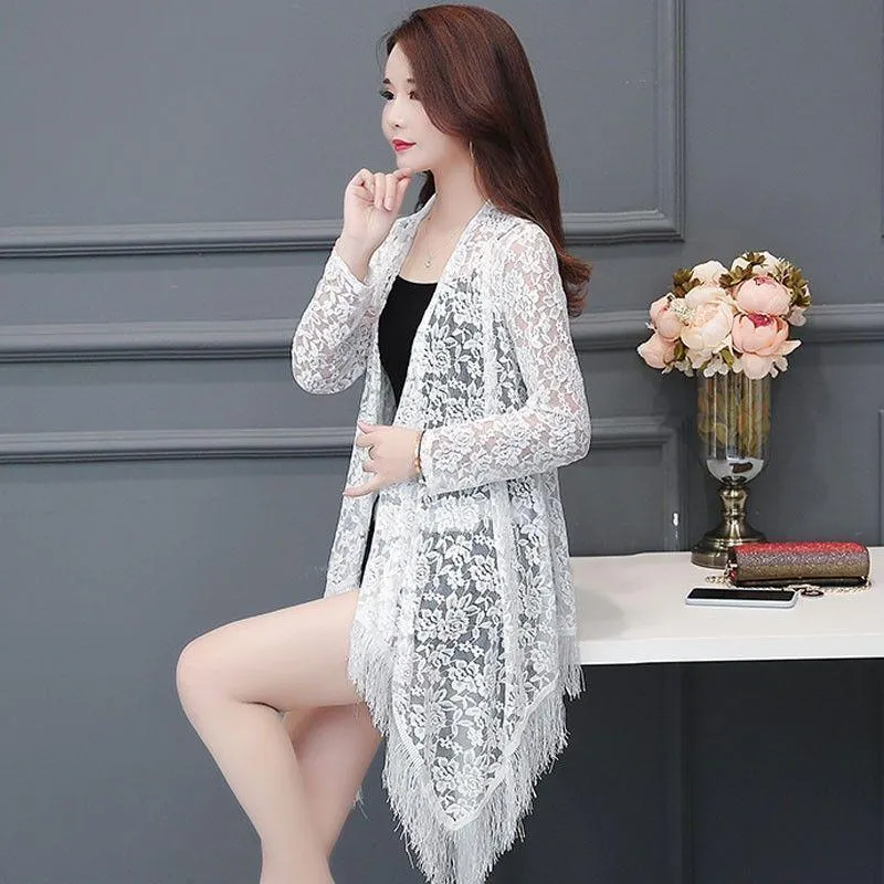 Women's Jackets Elegant Women Lace Evening Dress Shawl Wedding Bolero Hollow Ladies Long Shrugs Party Tassel ShawlsWomen's