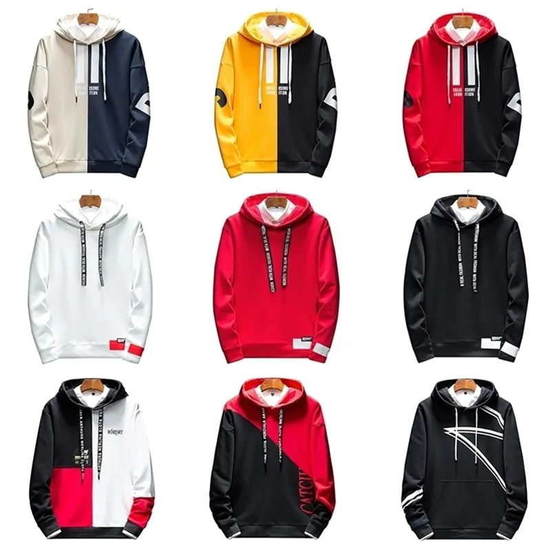 Men s hoodies manliga casual tröjor män solid röd svart vit färg tröja toppar varm källa höst mode varumärke LJ201027