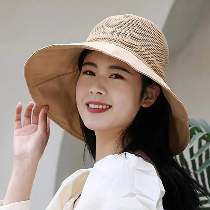 Women Hats Foldable Straw Hat Breathable Good-looking Wide Brim Soft Sun  Hat Daily Hat Beach Vacation Sunshade Cap