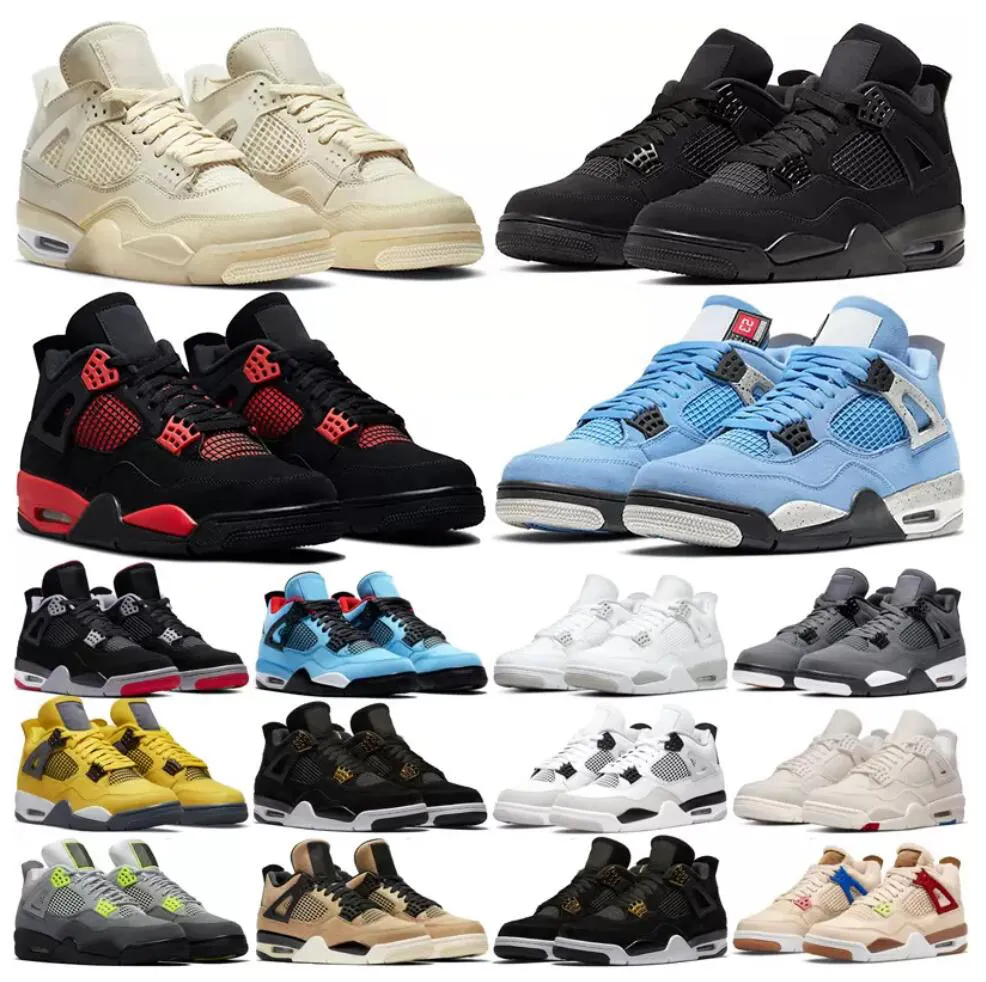 정통 4 SE University Blue Outdoor Shoes Guava Ice Off Noir Kaws 4S Fire Red White Bred Sail Cactus Jack Taupe Haze Union Oreo Zen Master Infrared Men과 상자