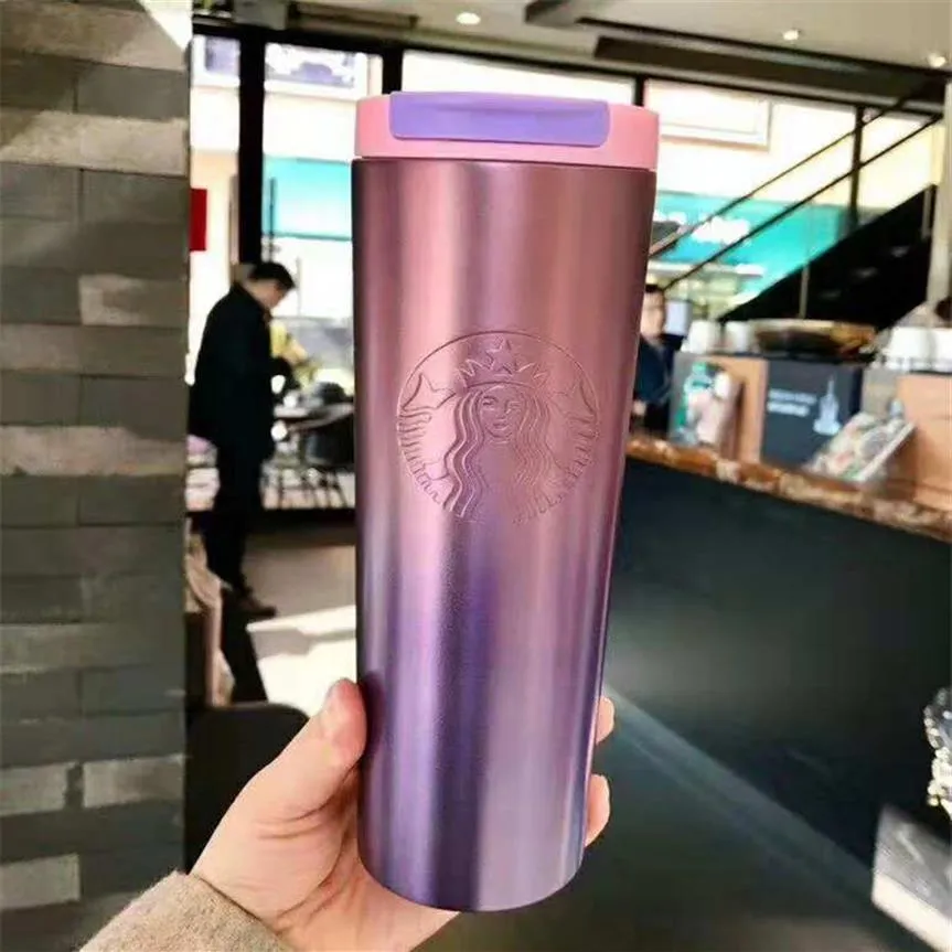 Stainless Steel Starbucks Coffee Mugs Lavender Thermos Cup Couple