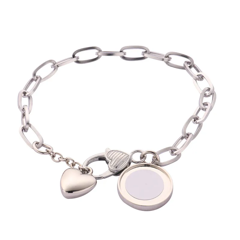 wholesale Love Heart Sublimation Bracelet Blanks for DIY Personalized Chain Bracelets Jewelry Making