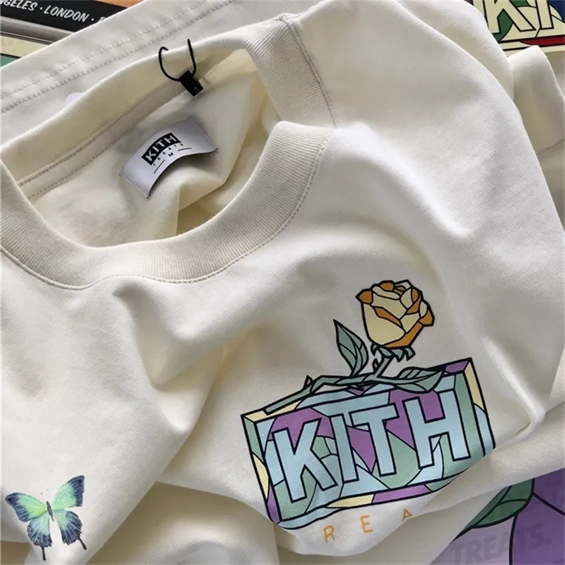 Kith Box T قميص عارضة الرجال النساء 1 1 جودة تي شيرت طباعة الأزهار الصيف اليومية قمم 220725