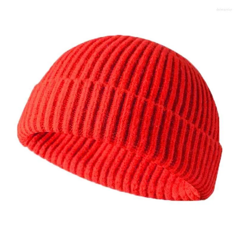 Beanie/Skull Caps Vinter Varma mode Kvinnor Sticked Beanie Akryl Hat Knit Skull Cap For Men Gifts Daily Accessories Delm22