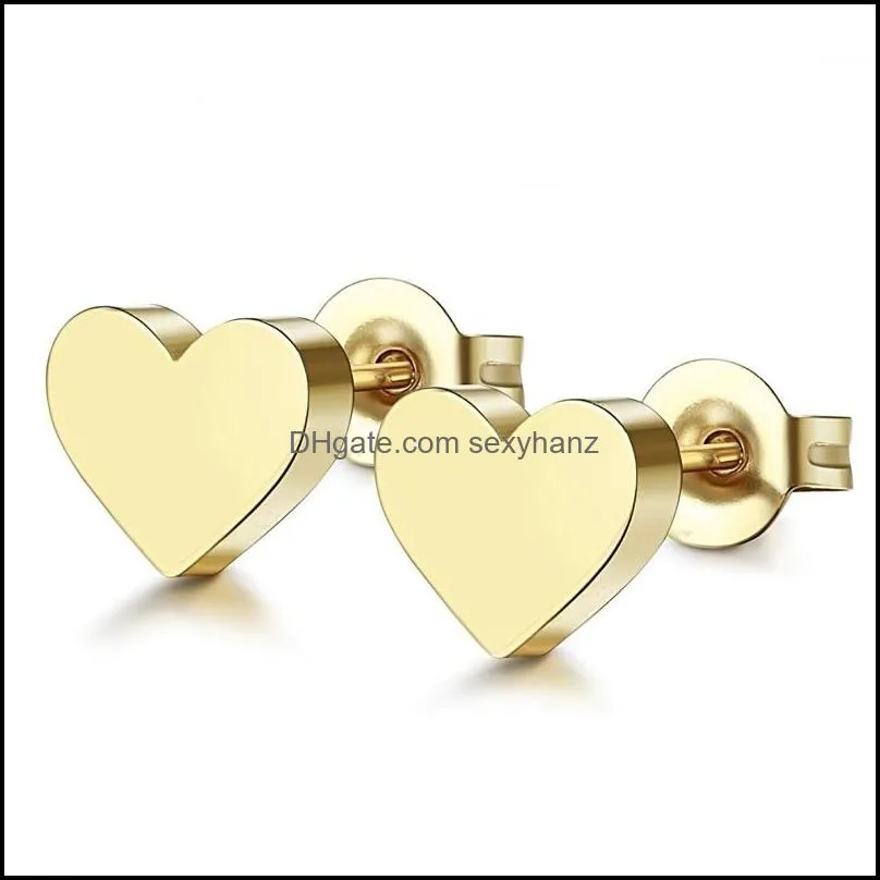 Fashion Geometric Stud Earrings For Women Handmade Heart Triangle Round Star Earring Minimalist Stainless Steel Jewelry 2376 Y2