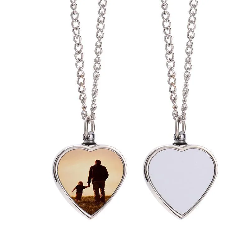 Sublimation Pendant Thermal Transfer Printing Necklace Urn Memorial Necklaces White Blank DIY Pendants Lovers Heart Ornament with Sublimated DH8880