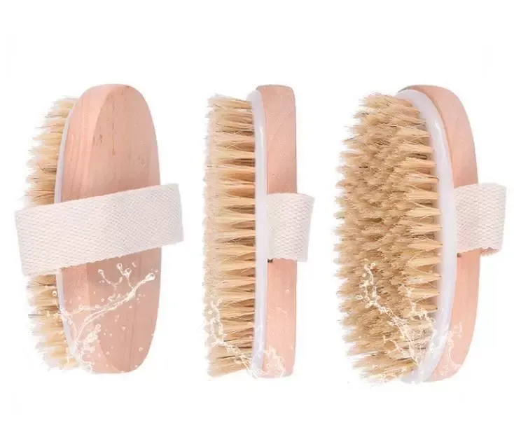In Stock Bath Brush Dry Skin Body Soft Natural Bristle SPA The Brush Wooden Bath Shower Bristle Brush SPA Body Brushs Without Handle
