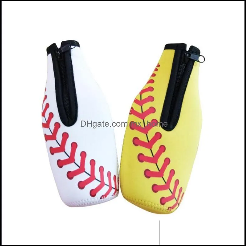 beer bottle sleeve neoprene baseball single pack zipper soft drinks covers with stitched fabric edges bottle bags bareware tool