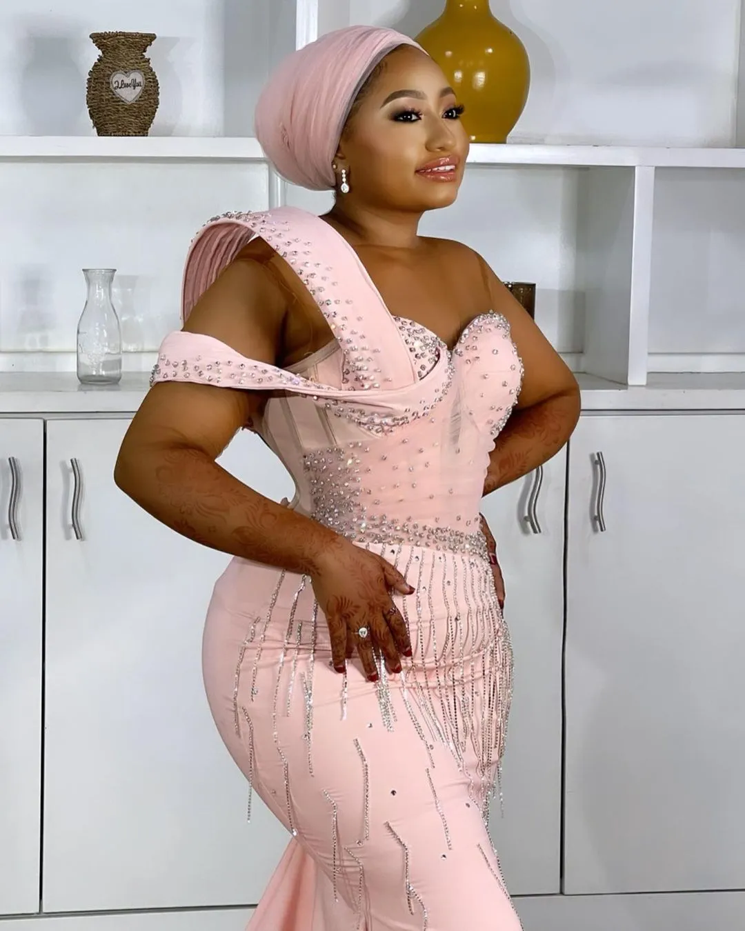 2022 Plus Size Arabic Aso Ebi Rosa Sereia Vestidos De Baile