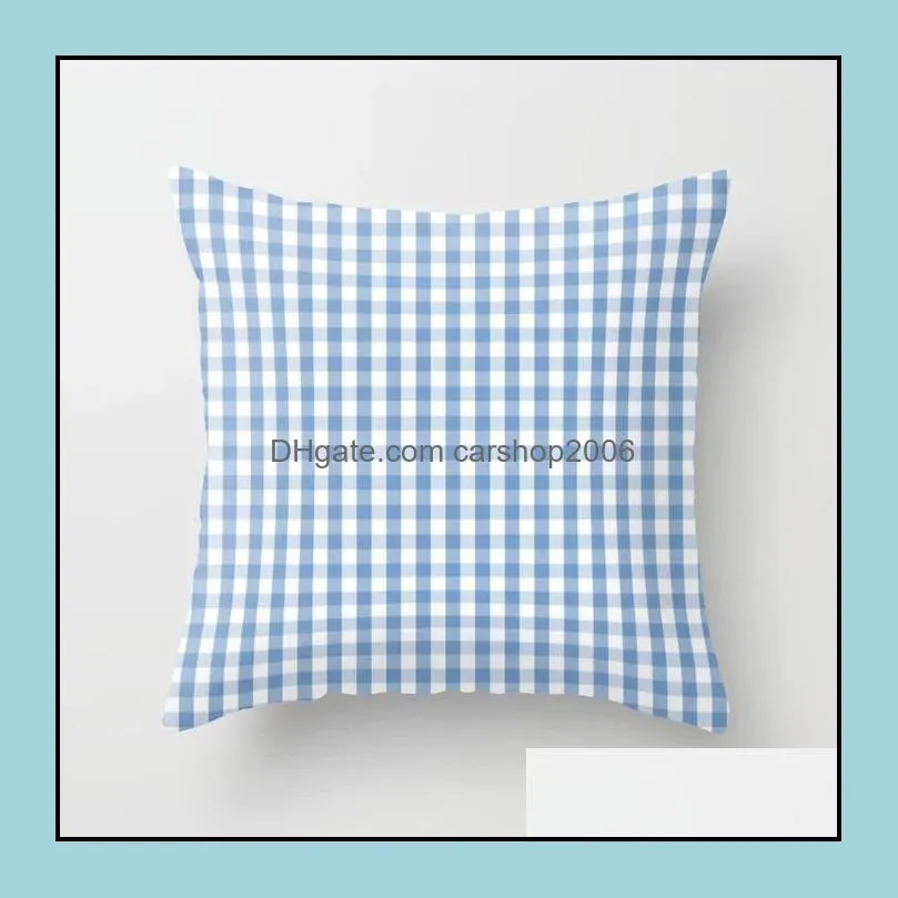 fashion linen lattice pillow cover for automobile sofa plaid pillowcase office plain dyed cushion cover wq42