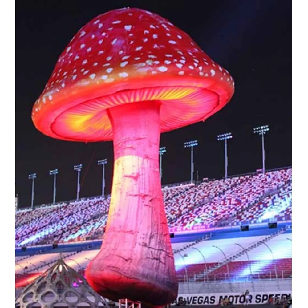 Customized Double Red Giant Inflatable Mushroom With LED And Blower For Outside Christmas Party Stage Event Decorations214r