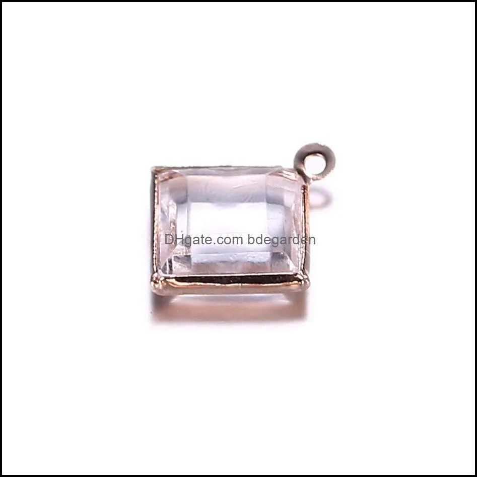 100pcs 9x9mm wholesale small square cube rhinestones crystal charms silver rose gold color diy jewelry making accessories findings