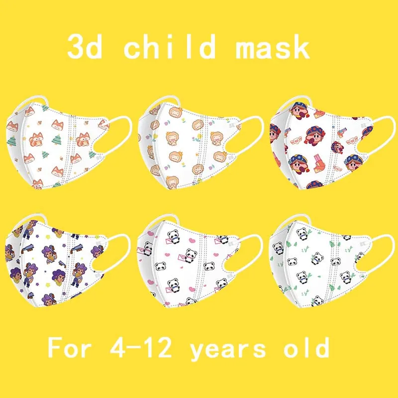Barnmasker sommar andas och bekväm engångs 3D tredimensionell tecknad skyddsmask oberoende paket
