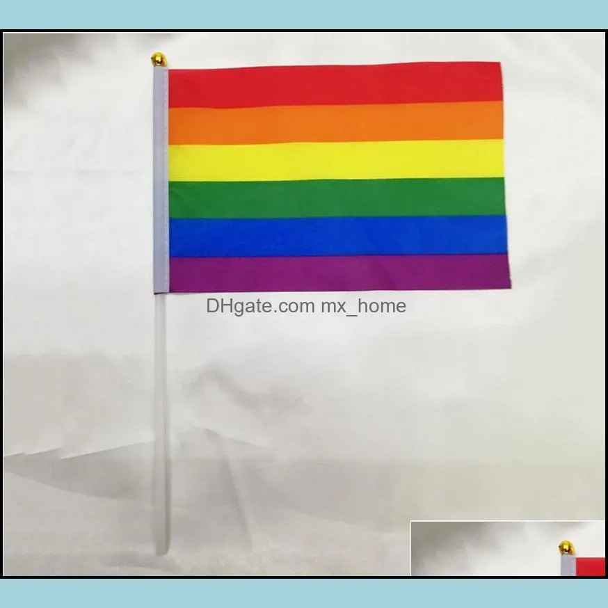 rainbow flag homosexuality color stripes hand flags party parade celebration articles banner flags 14x21cm small size ysy120q