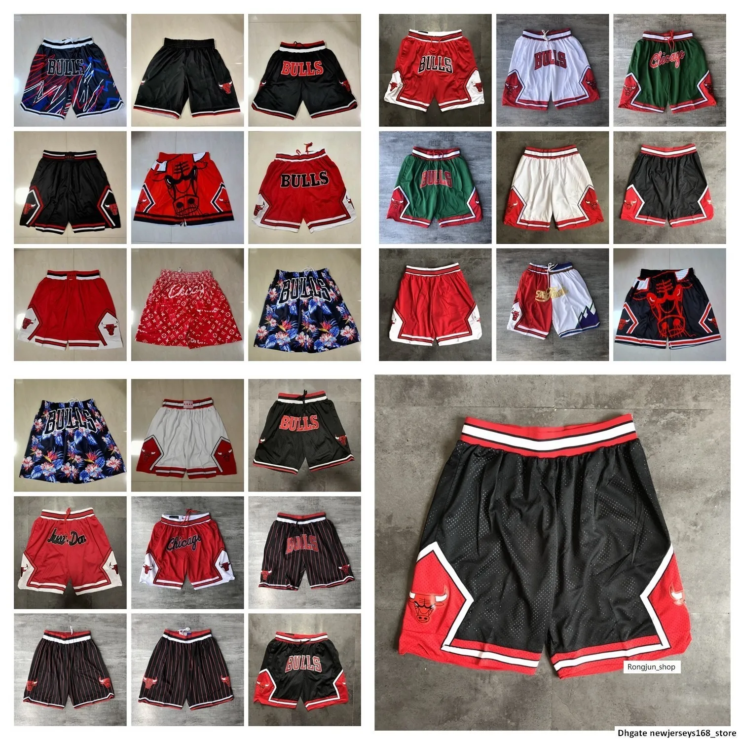 Team Basketball Shorts Just Don Mesh Retro Wear Спортивные штаны с 97-98 Champion Pocket Zipper Sweatpants Hip Pop