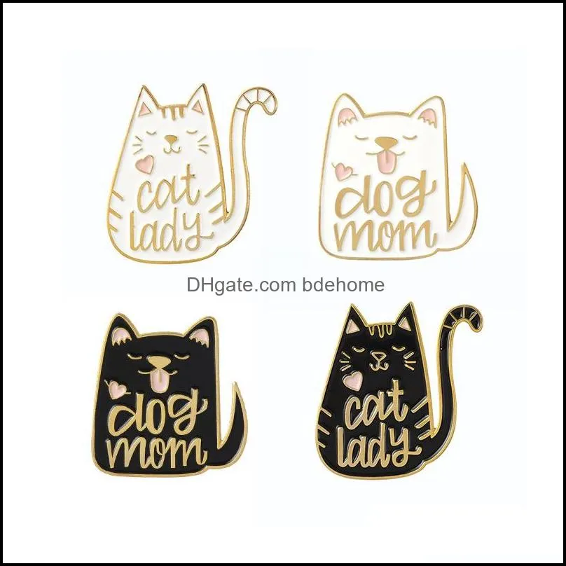 Vintage Punk Style Dog Mom Cat Lady Metal Kawaii Enamel Pin Badge Buttons Brooch Shirt Denim Jacket Bag Decorative Brooches for Women
