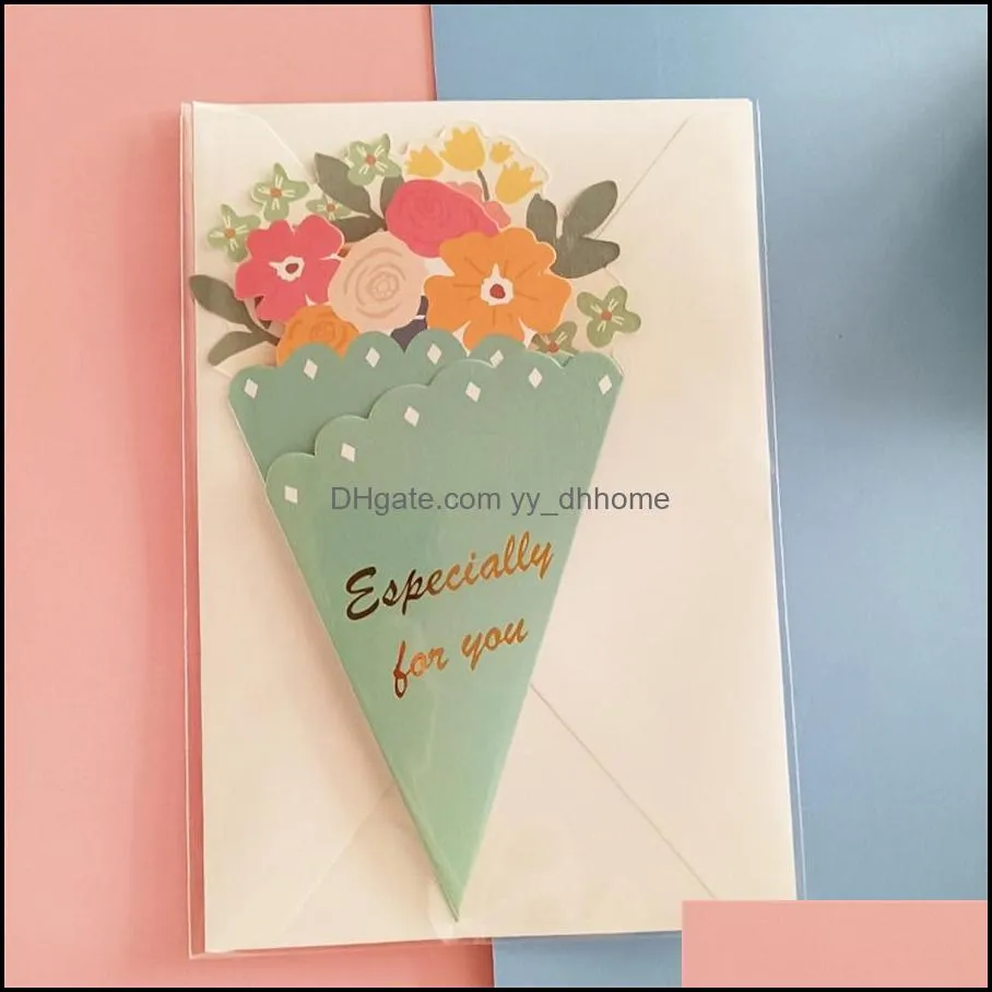 Qixi Teacher`s Day bouquet blessing card three-dimensional creative greeting flower shape birthday gift decoration card