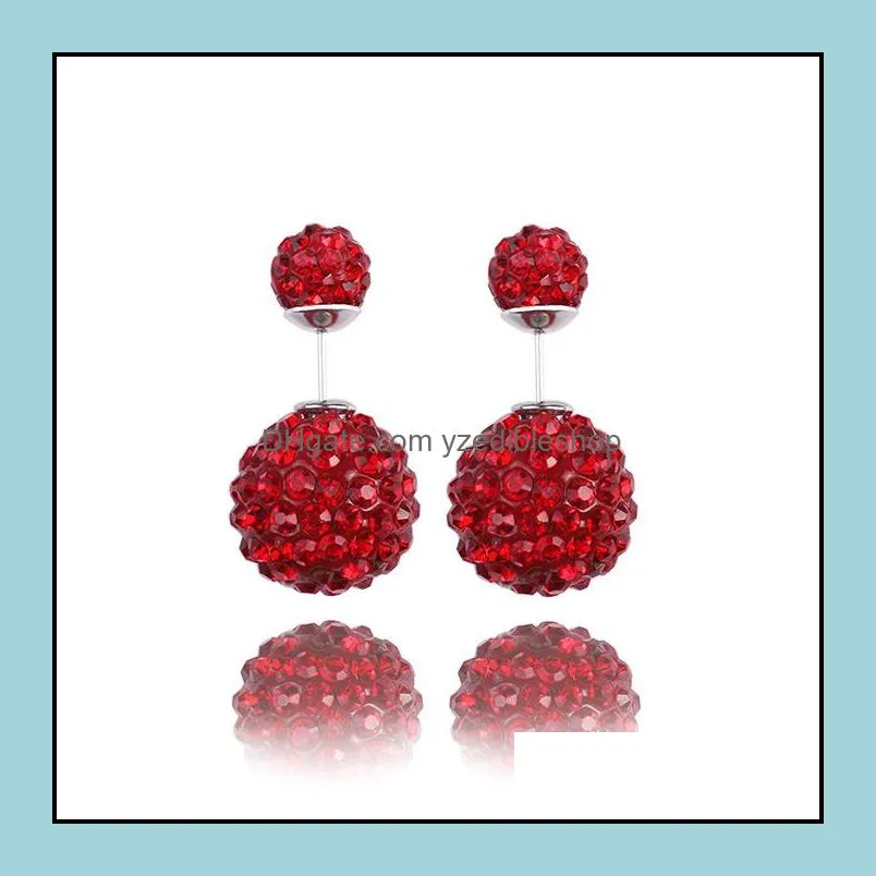 top grade silver earring hot sale fashion shambhala double ball stud earrings for women girl jewelry wholesale free shipping 0264wh