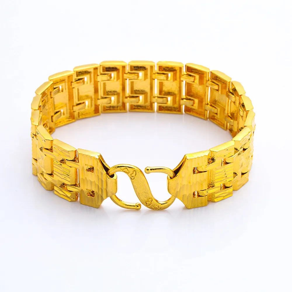 19mm tjock brett män armband kedja klassiker 18k gul guld fylld armband män smycken hip hop accessoies