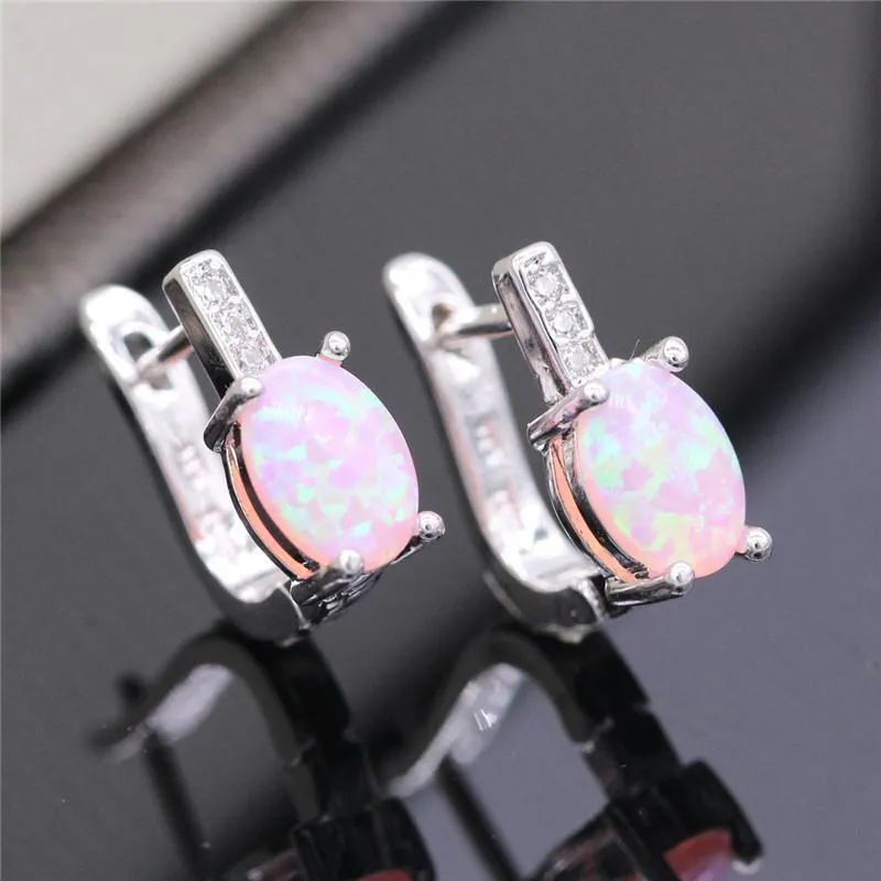 Clip-on schroef terug trendy vrouwelijke opaalsteen kleine oorbellen roségouden zilveren kleurclip voor vrouwen sierlijke kristal ovale bruiloft oorbellen clip-