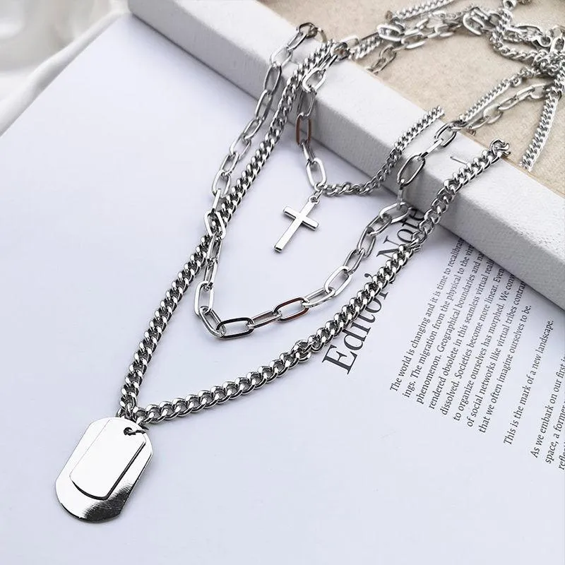 Pendant Necklaces Hip Hop Trend Nameplate Necklace Suit Crucifix For Woman And Man Metal Punk Jewelry WholesalePendant