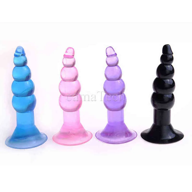 Nxy Sex Anal Toys Camatech Flexible Plugs with Strong Suction Soft Jelly Beads Anus Insert Butt Toys Erotic Backyard Stopper Ass Masturbation 1220