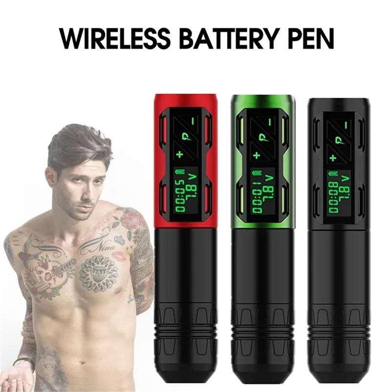 Wireless Tattoo Machine Rotary Pen LED Gun 1800MAh Battery with Coreless Motor 220623