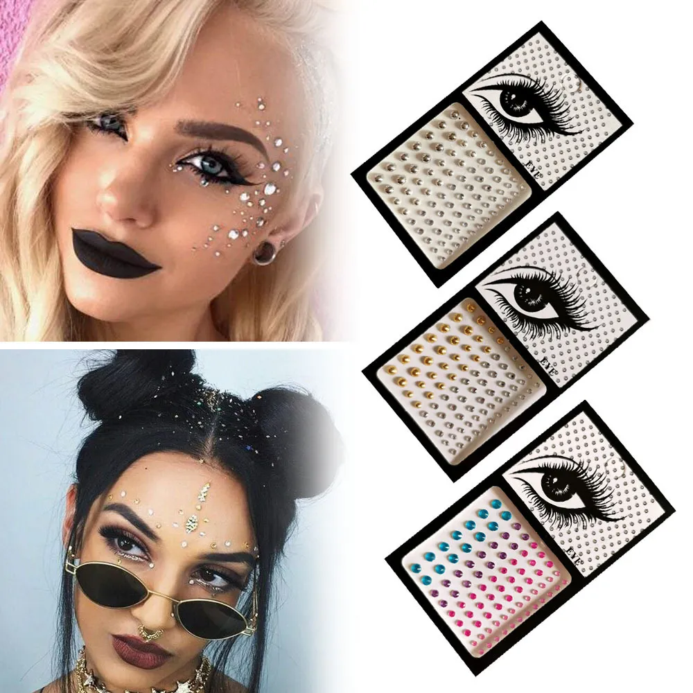 Kryształ tatuaż naklejki brokat Eyeliner makijaż brwi twarz oczy diament tymczasowe tatuaże Rock Rhinestone 3D Eyeliner naklejki