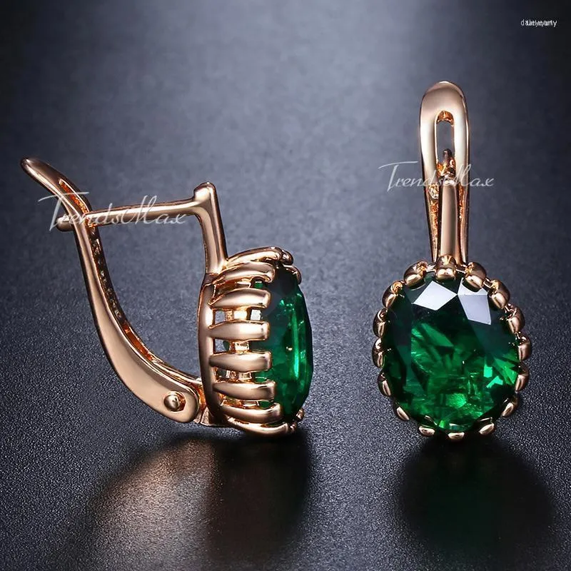 Kolczyki dla kobiet eleganckie owalne zielone kamień gf 585 Rose Gold Fashion biżuteria GE127stud Dale22 Farl22