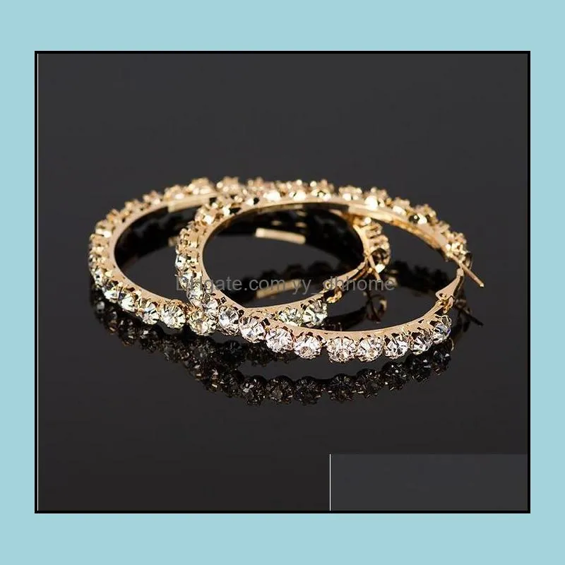 Crystal Rhinestone Earring Gold Sliver Hoop Earrings Fashion Jewelry Ear ring For Women Gift Epacket Free Ship