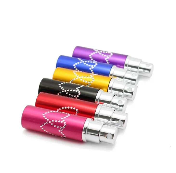 5ml Refillable Aluminum Perfume Atomizer Bottles Portable Liquid Container Cosmetics Mini Double Heart Spray Empty Bottle Travel SN6111