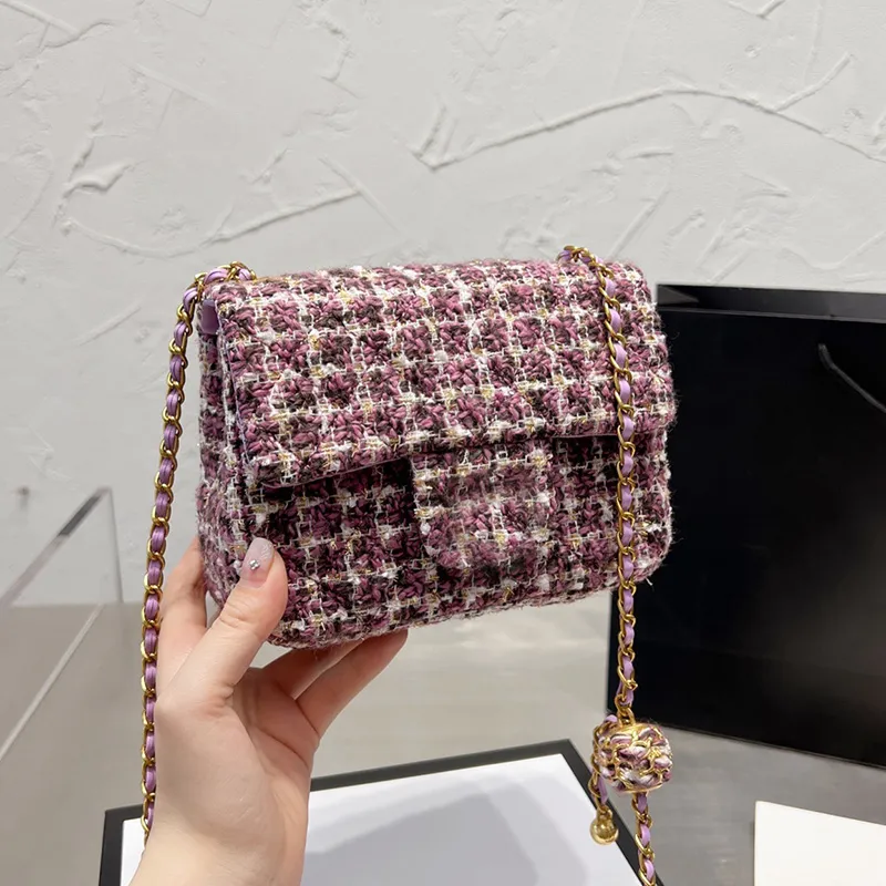 Ontwerpers Tassen 22p France Dames klassieke mini flap tweed crush ball Tassen ghw matelasse ketting crossbody schouder luxe ontwerper outdoor sacoche pochette handtas