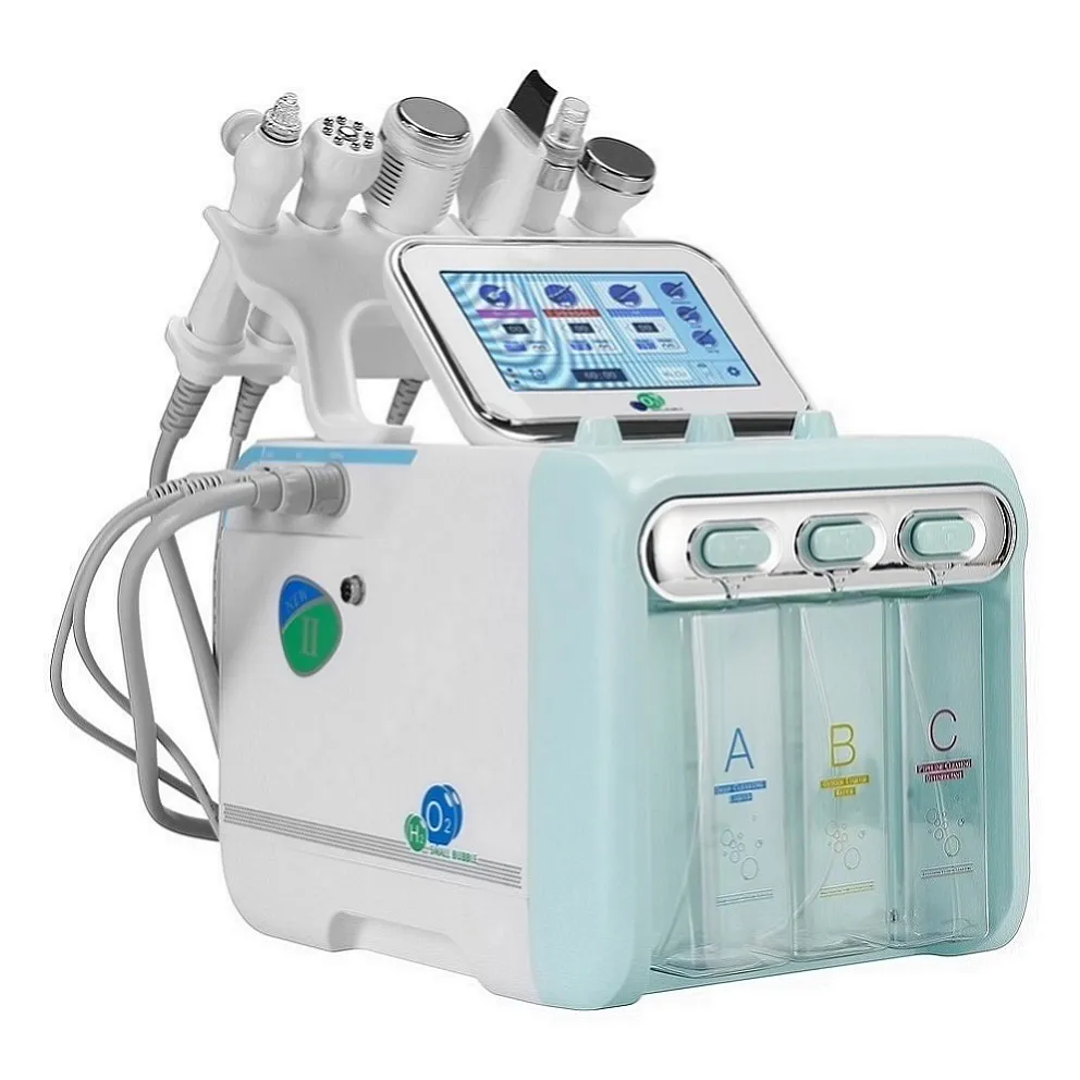 Équipement de beauté multifonctionnel 6 en 1 H2 O2 Hydra Machine faciale Dermabrasion Hydro Microdermabrasion Peeling Aspirateur Nettoyage de la peau Eau Aqua Oxygen Spray