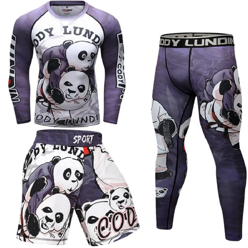Men's Tracksuits peças esportes estilos de guarda e camisas T T de impressão digital personalizada MMA Definir leggings de fitness para menmen's