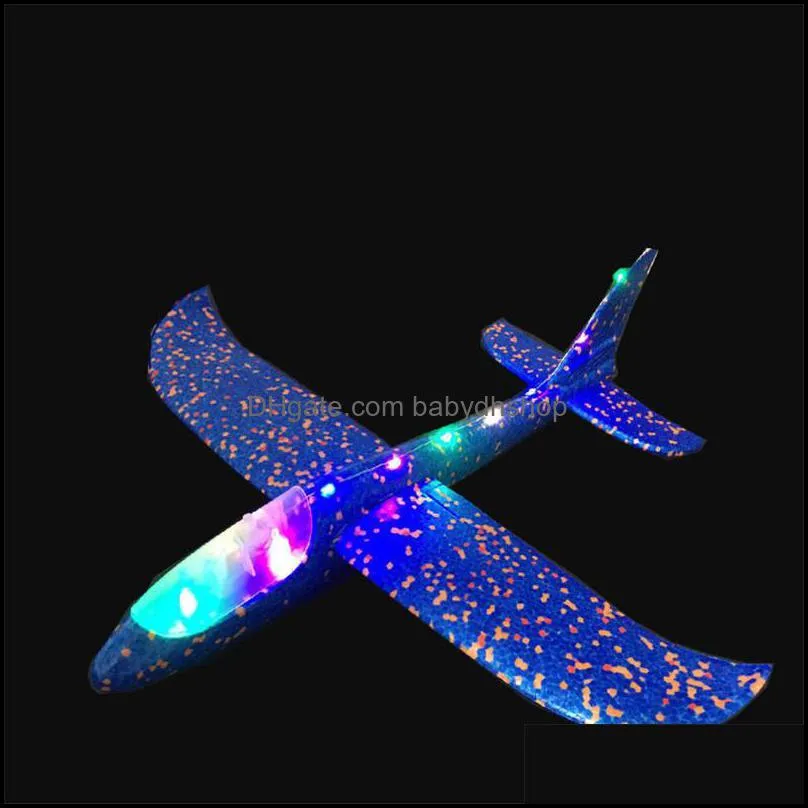 48cm Big Foam Plane Aircraft LED Hand Launch Throwing Airplane Glider Inertial Children Flying Model Toys 10 Pcs / Lot Wholesale