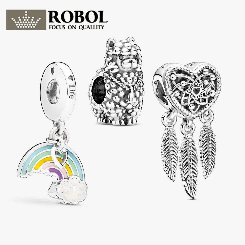 2022 NOUVEAU CHARME DE TOYS SERIE 925 STERLING Silver Pandora Charms For Bracelets Bijoux DIY Tassel Rainbow Design mignon et belle boîte en gros