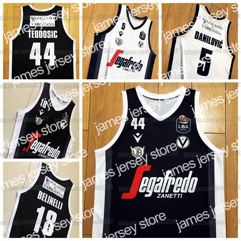 New Custom Milos Teodosic #44 Marco Belinelli #18 danilovic #5 Basketball Jerseys Segafredo Virtus Bologna European Any Name Number Jersey Top
