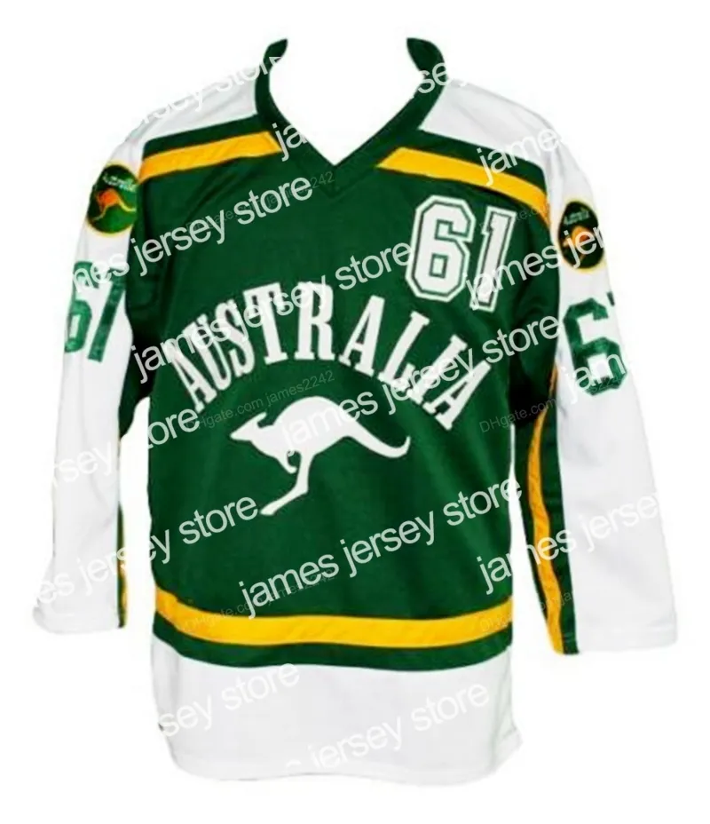 James Custom Retro Team Australia Hockey Jersey S￶mde gr￶n storlek S-4XL Alla namn och nummer h￶gkvalitativa tr￶jor