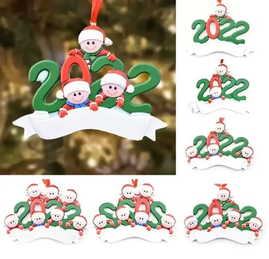 2022 Resin Christmas Decorations Outdoor Tree Ornaments Heads DIY Pendants Party Favor Gift 0811